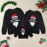 Family of three black vests Santa cartoon printed Christmas top